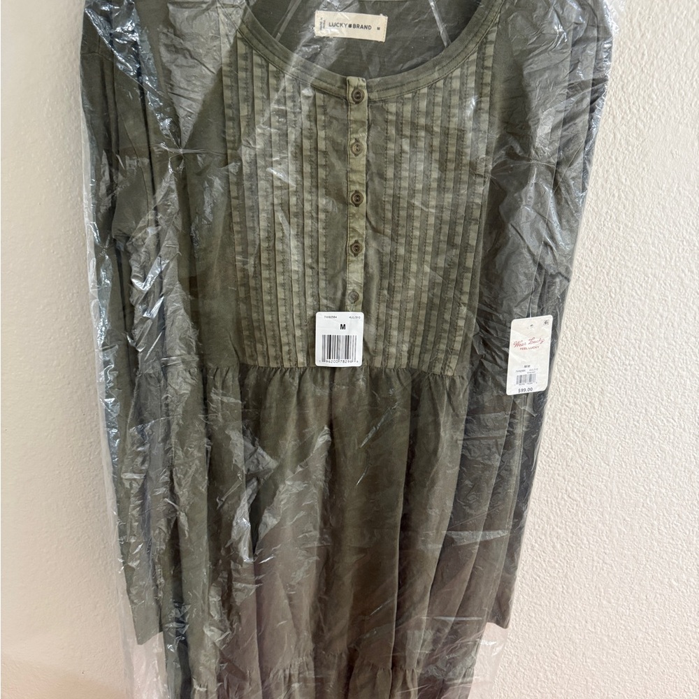 Lucky Brand Olive Green Long Sleeve Dress